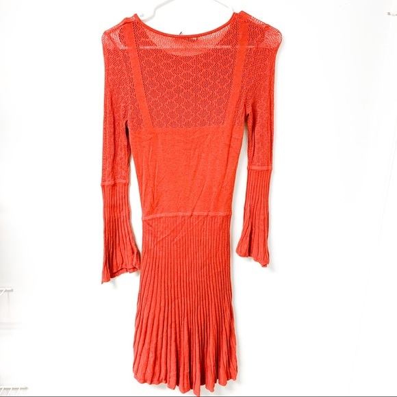 Ali & Jay Long Sleeve Pleated Boho Knit Sweater Dress Size Medium - Picture 6 of 8